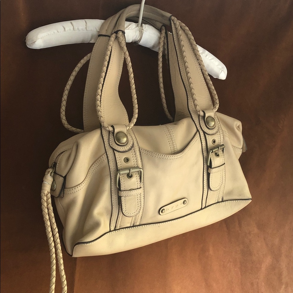 Hype Beige Braided-Handle Shoulder Bag